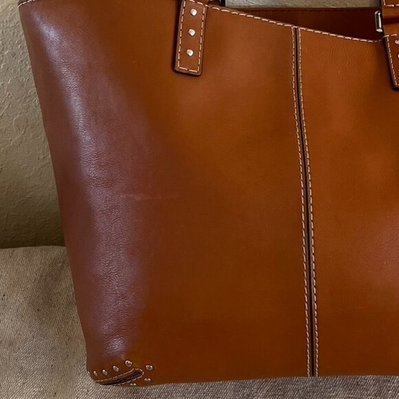 Michael Kors Large Double Handles Studded Brown Leather Astor Travel Tote - Picture 7 of 16